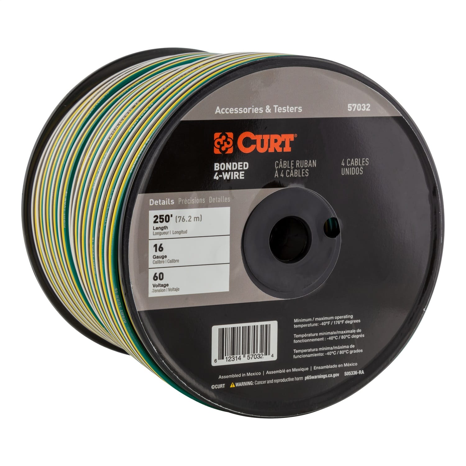 Automotive Primary Wire; 4-Bond White; Brown; Yellow; Green 250ft. Spool