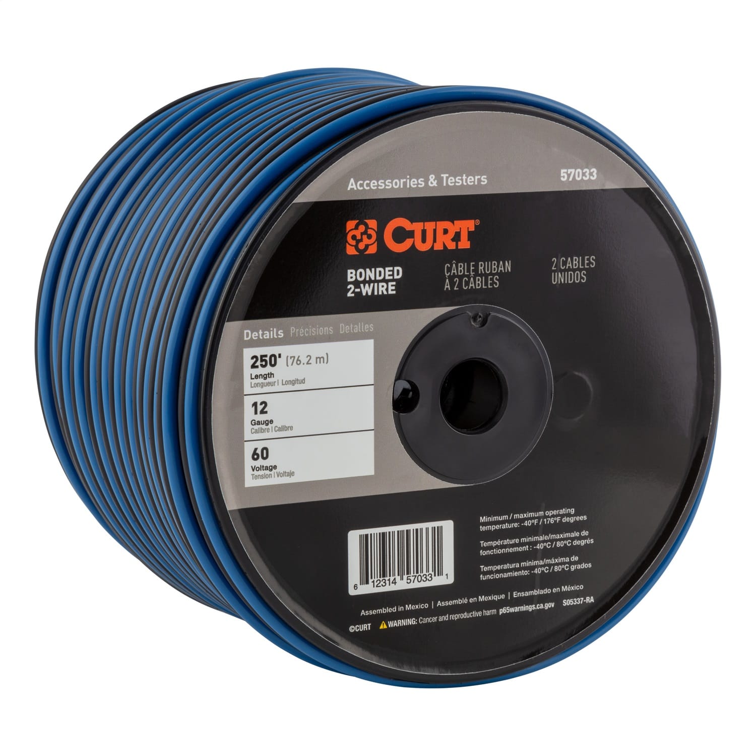 Automotive Primary Wire; 2-Bond Black; Blue 250ft. Spool
