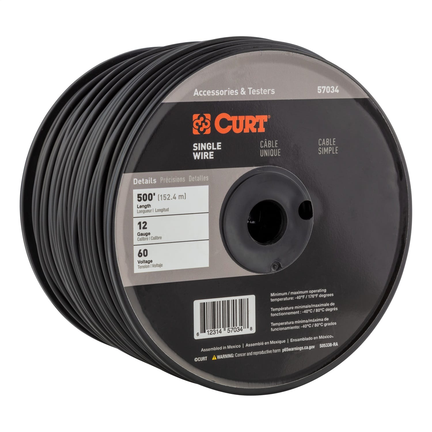 Automotive Primary Wire; Black 500ft. Spool