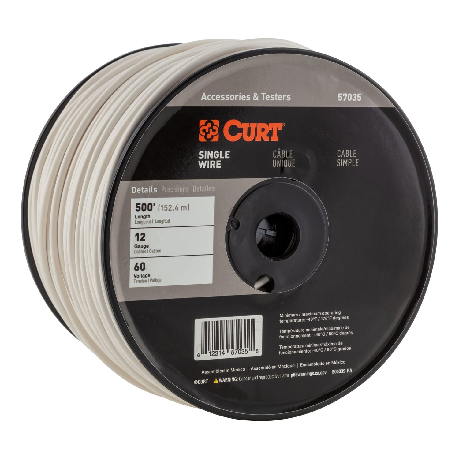 Automotive Primary Wire; White 500ft. Spool