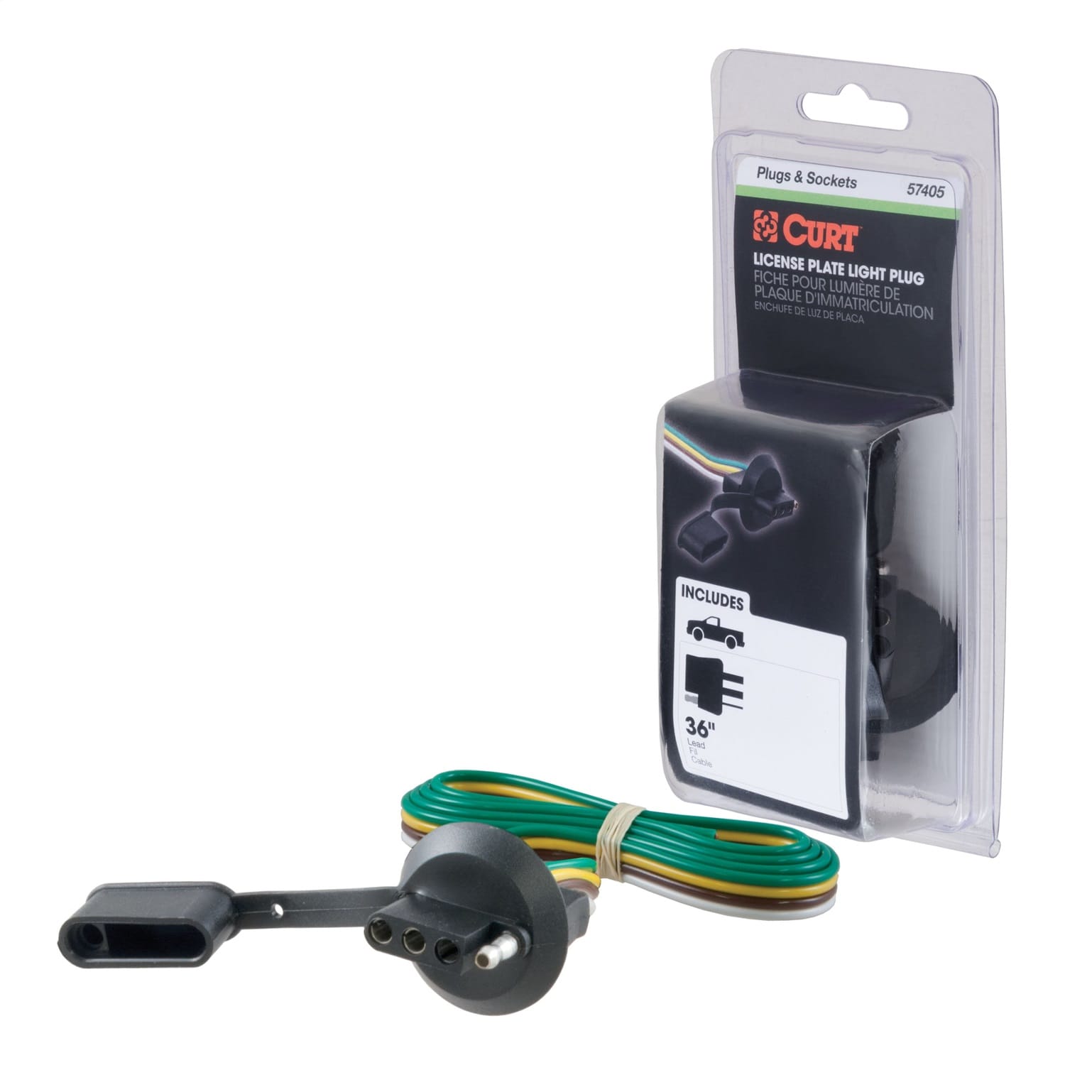 4-Way Flat License Plate Light Plug Connector Socket with 36in. Wires (Packaged) thumbnail 2