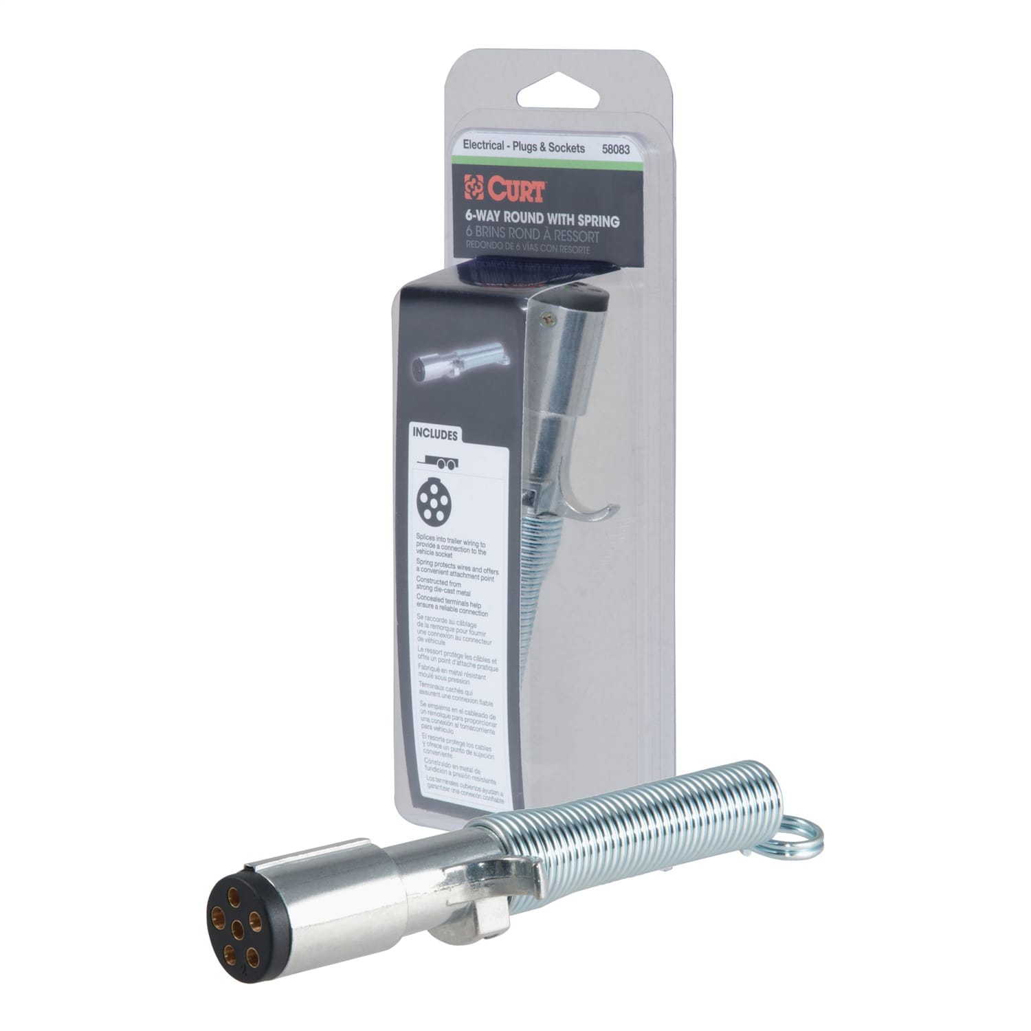 6-Way Round Connector Plug with Spring (Trailer Side; Packaged) thumbnail 2