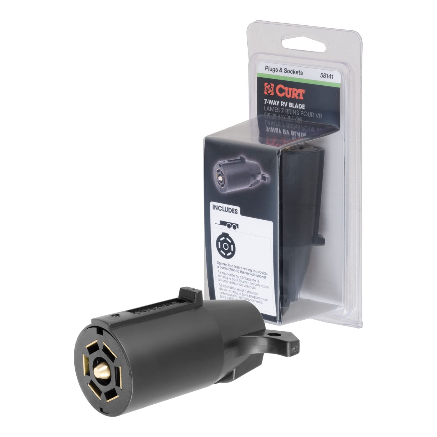 7-Way RV Blade Connector Plug (Trailer Side; Black Plastic; Packaged) thumbnail 2