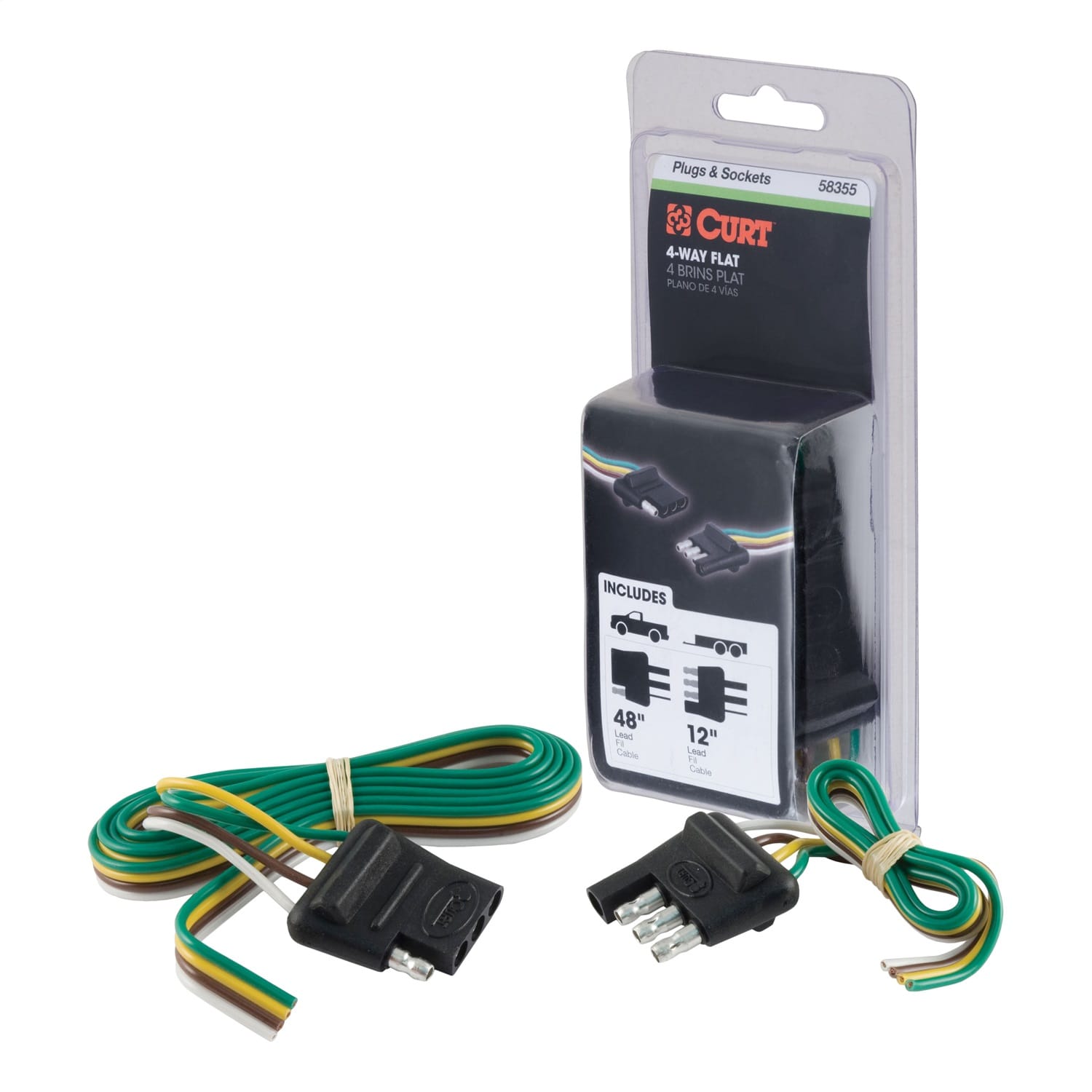 4-Way Flat Connector Plug/Socket with 12in./48in. Wires (Packaged) thumbnail 2