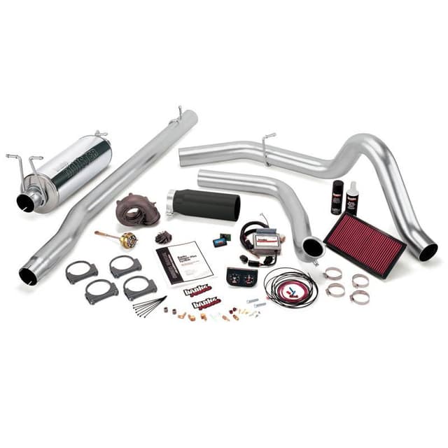 Banks Power 99 Ford 7.3L F250/350 Man Stinger-Plus System - SS Single Exhaust w/ Black Tip - 47523-B
