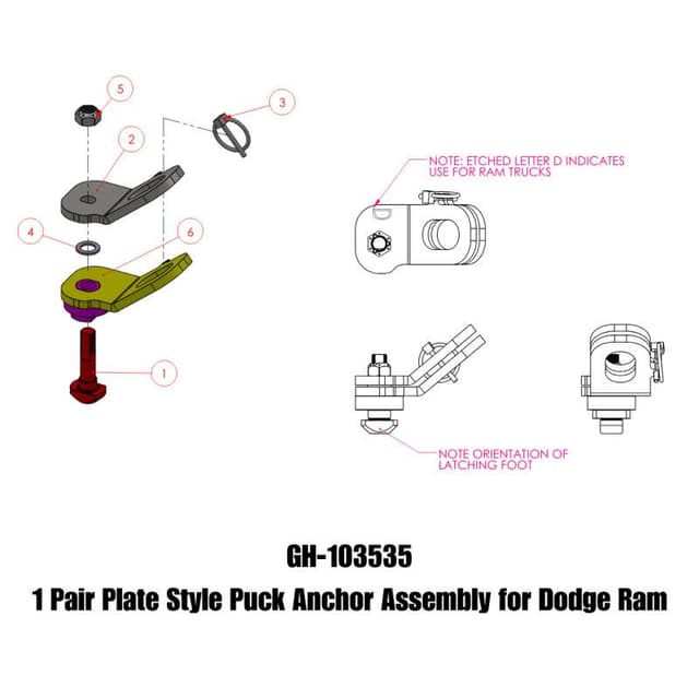 Gen-Y Dodge Plate Style Puck Safety Chain Anchor Assembly - Pair - GH-103535