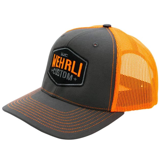 Wehrli Snap Back Hat Charcoal/Neon Orange Badge