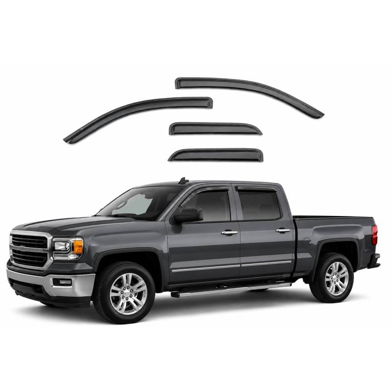 Black Horse Off Road Tape On Rain Guard/Wind Deflectors for 14-18 Silverado-Sierra 1500 Double Cab - 14-CHSLDC-14
