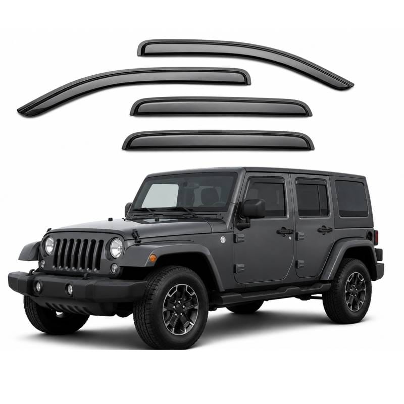Black Horse Off Road Tape On Rain Guard/Wind Deflectors for 2007-2018 Jeep Wrangler JK - 14-94249