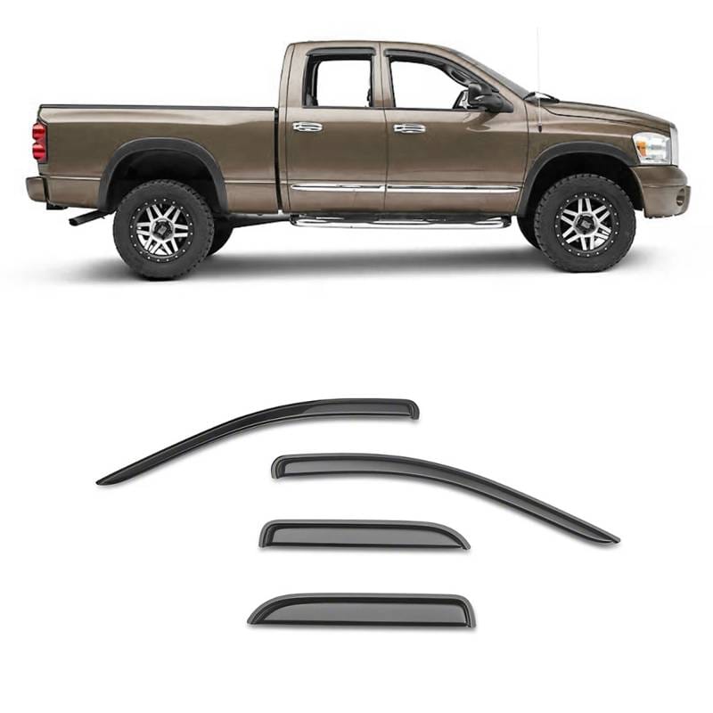 Black Horse Off Road Tape On Rain Guard/Wind Deflectors for 2002-2008 Dodge Ram 1500 Quad Cab - 140530