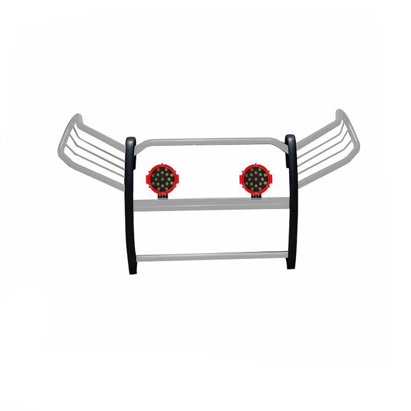 Black Horse Off Road Grille Guard With Set of 7.0" Red Trim Rings LED Flood Lights Stainless Steel for 2019-2024 Toyota RAV4 - 17A093904MSS-PLR