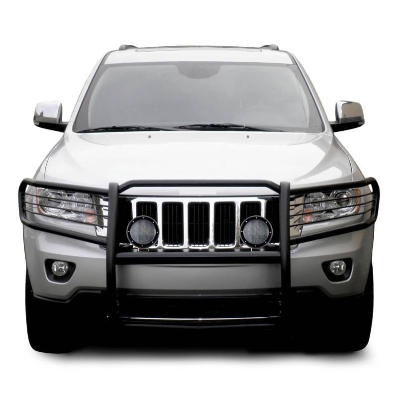 Black Horse Off Road Grille Guard With Set of 5.3".Black Trim Rings LED Flood Lights Black for 2011-2021 Jeep Grand Cherokee - 17A080202MA-PLFB