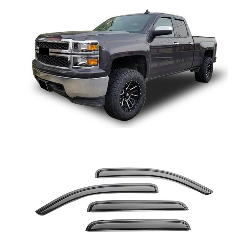 Black Horse Off Road Tape On Rain Guard/Wind Deflectors for 2014-2018 Silverado/Sierra 1500 Crew Cab - 14-CHSLCC-14
