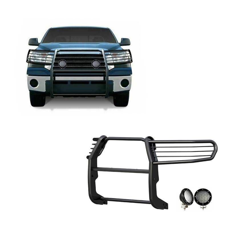 Black Horse Off Road Grille Guard With Set of 5.3".Black Trim Rings LED Flood Lights Black for Sequoia/Tundra - 17A098900MA-PLFB