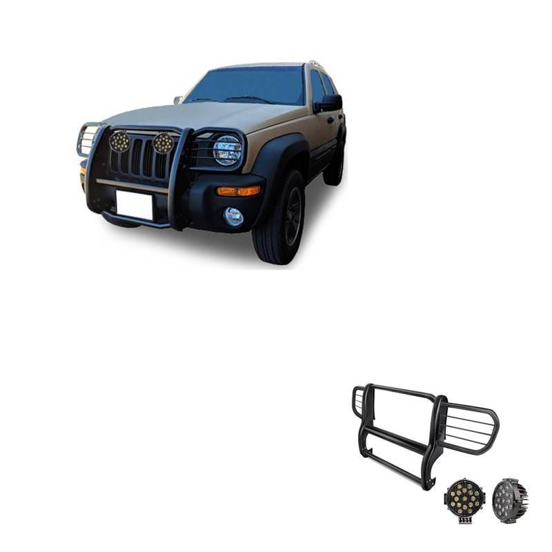 Black Horse Off Road Grille Guard Black for 2002-2007 Jeep Liberty - 17EH26MA-PLB