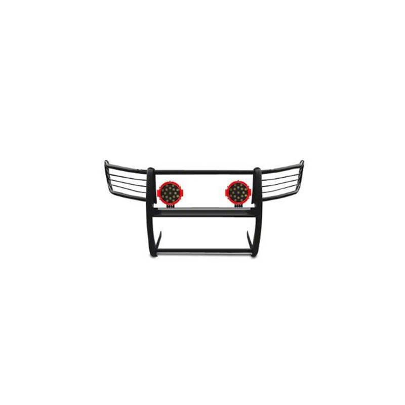 Black Horse Off Road Grille Guard With Set of 7.0" Red Trim Rings LED Flood Lights Black for 2019-2026 Ram 1500 - 17DG111MA-PLR