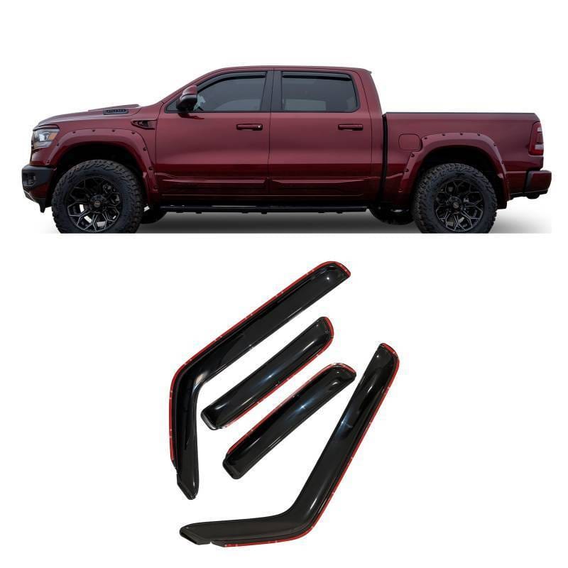Black Horse Off Road In Channel Rain Guard/Wind Deflectors for 2016-2024 Nissan Titan XD Crew Cab - 1494977IN
