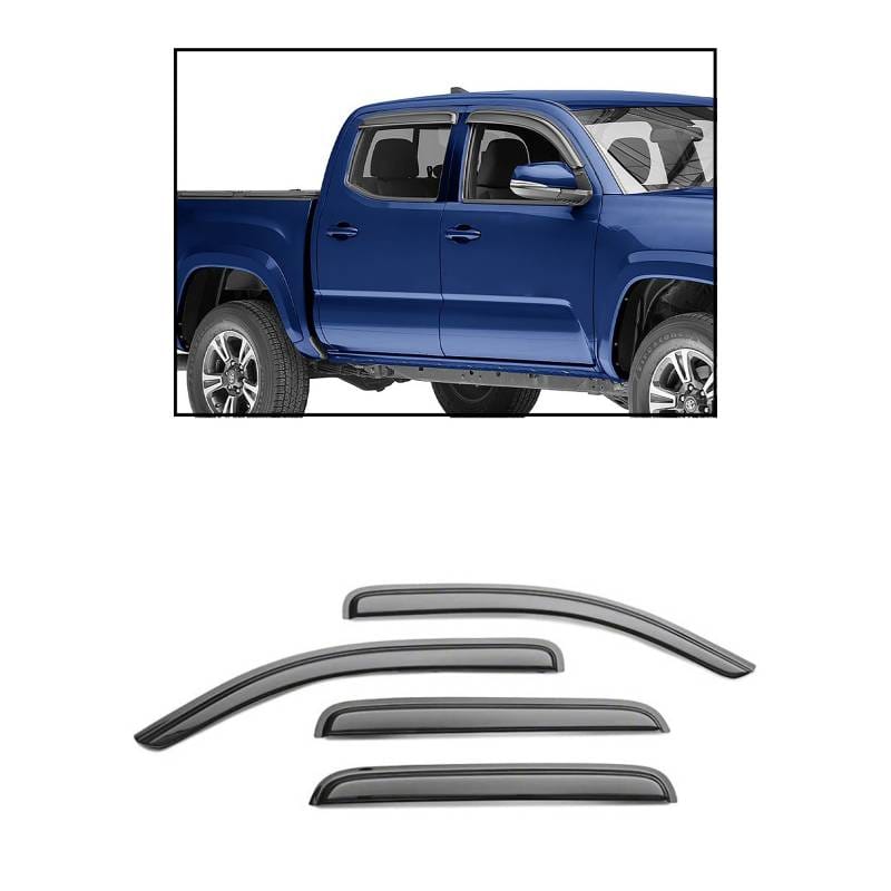 Black Horse Off Road Tape On Rain Guard/Wind Deflectors for 2016-2023 Toyota Tacoma Crew Cab - 141648