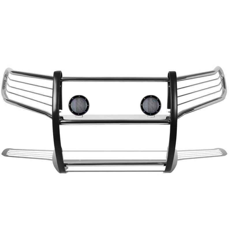 Black Horse Off Road Grille Guard With Set of 5.3".Black Trim Rings LED Flood Lights Stainless Steel for 2016-2023 Toyota Tacoma - 17A096402MSS-PLFB