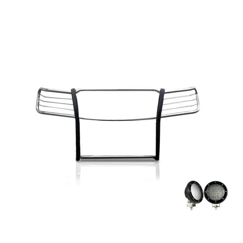 Black Horse Off Road Grille Guard With Set of 5.3".Black Trim Rings LED Flood Lights Stainless Steel for 2006-2018 Toyota RAV4 - 17A093902MSS-PLFB