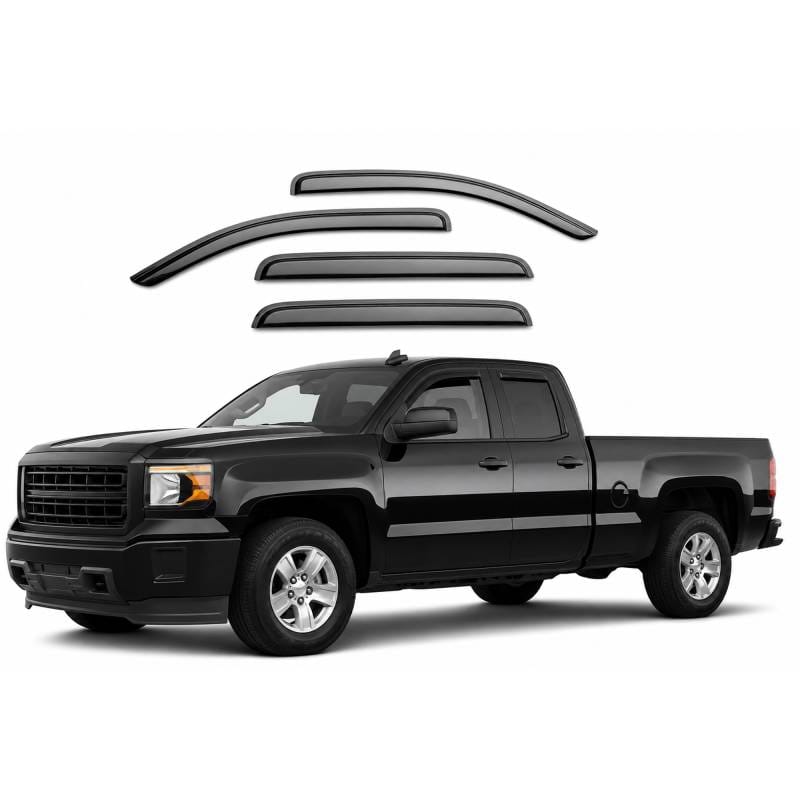 Black Horse Off Road Tape On Rain Guard/Wind Deflectors for 2007-2013 Chevrolet Silverado/GMC Sierra 1500 Extended Cab - 14-CHSLEC