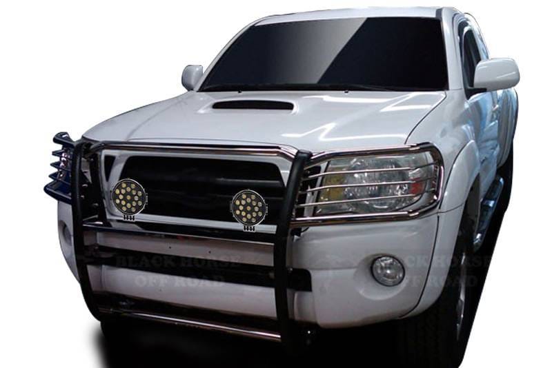 Black Horse Off Road Grille Guard Stainless Steel for 2005-2015 Toyota Tacoma - 17A096400MSS-PLB