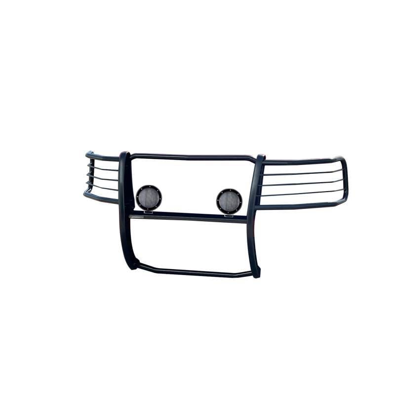 Black Horse Off Road Grille Guard With Set of 5.3".Black Trim Rings LED Flood Lights Black for 2007-2013 Chevrolet Silverado 1500 - 17A035700A2MA-PLFB