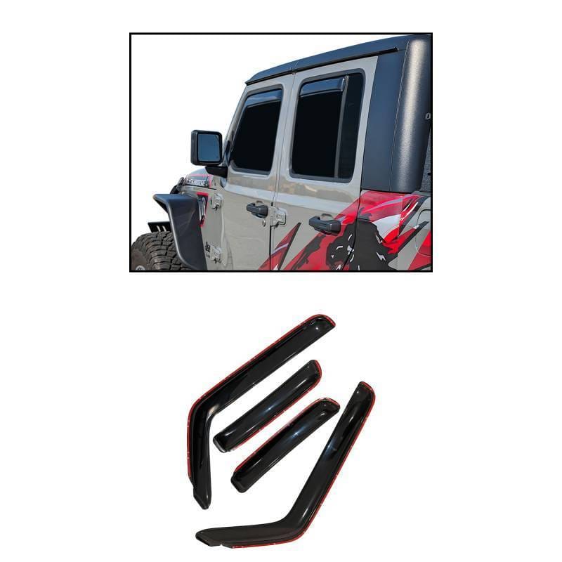 Black Horse Off Road In Channel Rain Guard/Wind Deflectors for 2007-2017 Jeep Wrangler - 1494249IN