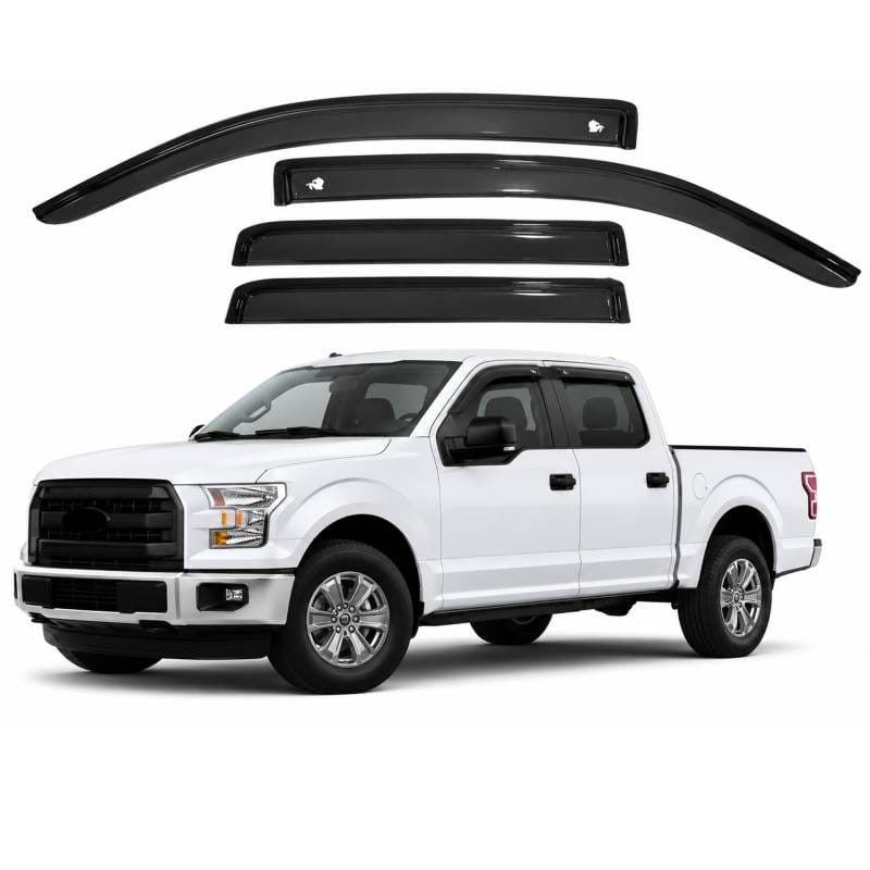 Black Horse Off Road Tape On Rain Guard/Wind Deflectors for 2009-2014 Ford F-150 SuperCrew - 14-94155