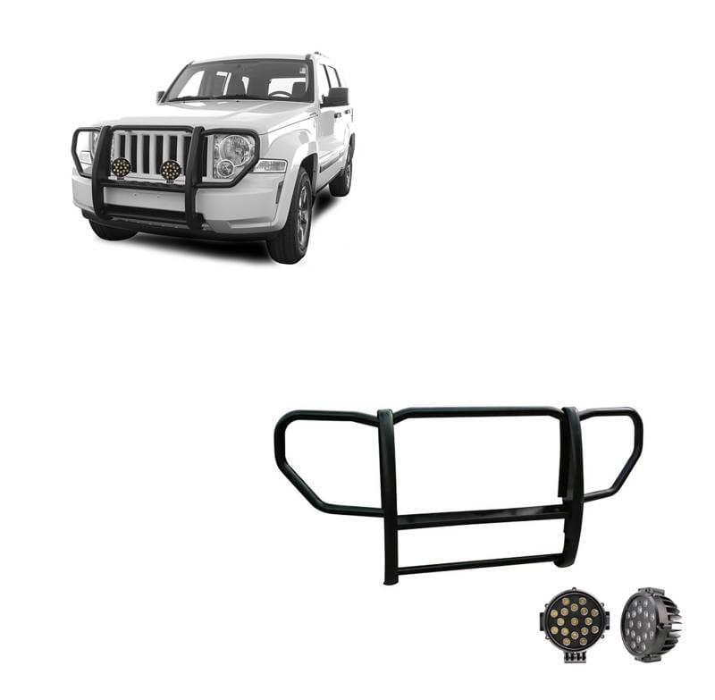 Black Horse Off Road Grille Guard Black for 2008-2012 Jeep Liberty - 17A086400A-PLB
