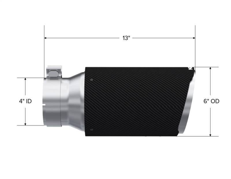 MBRP Universal Carbon Fiber Tip 6in OD/4in Inlet/12in L - Angle Cut Tip - T5072CF