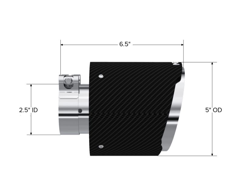 MBRP Universal Carbon Fiber Tip 2.5in ID / 5in OD Out / 6.5in Length Angle Cut Dual Wall - T5190CF