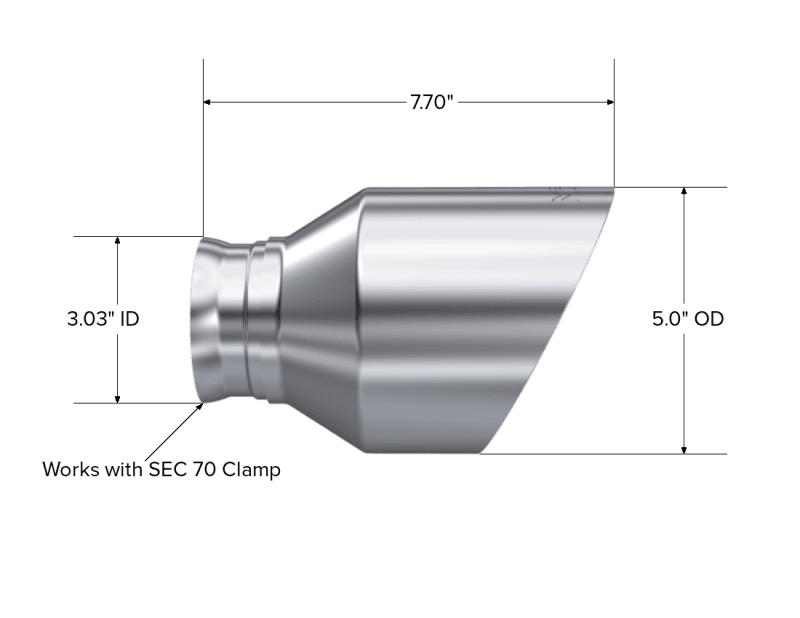 MBRP 15-23 Dodge Charger 5.7L/6.2L/6.4L T304 3in ID / 5in OD Out / 8in Length Angle Cut SS Tip - T5197