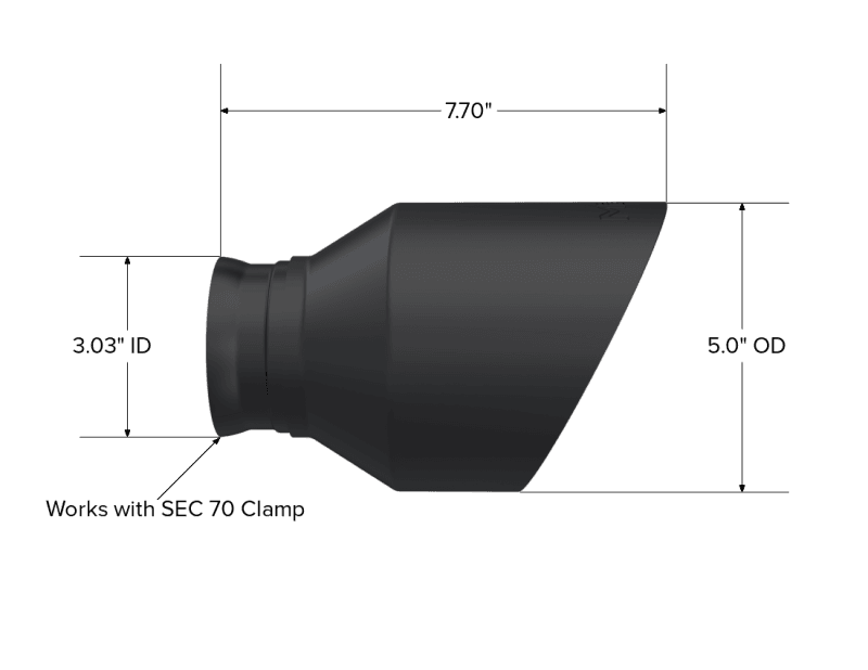 MBRP 15-23 Dodge Charger 5.7L/6.2L/6.4L T304 3in ID / 5in OD Out / 8in Length Angle Cut Black Tip - T5197BLK