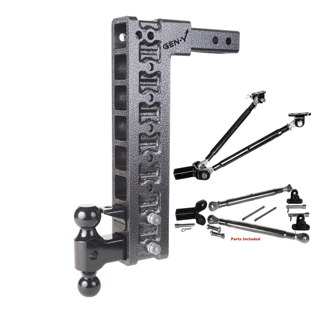 Gen-Y Mega Duty 2in Shank 17.5in Drop 16K Hitch w/Dual-Ball/Pintle Lock/Stabilizer Kit - GH-528