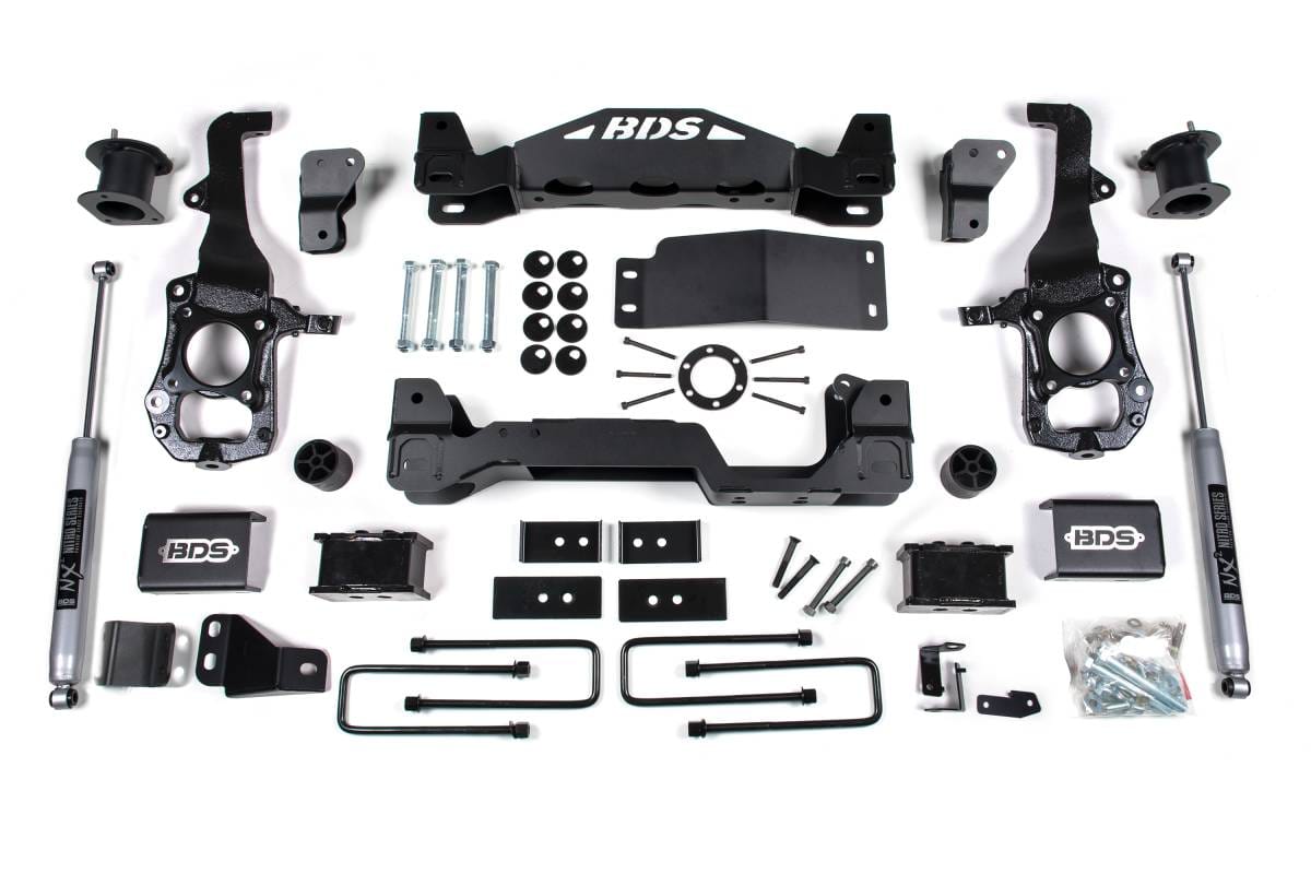 BDS Suspension 2021-2025 Ford F150 4wd, 4" Suspension Lift Kit, 2" Rear Lift, Block - 4" Strut - BDS1902H