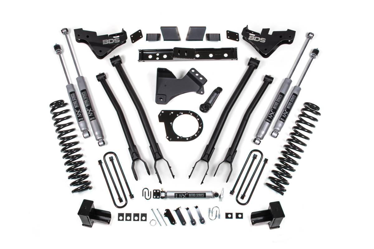 BDS Suspension 2023-2025 Ford F350 Super Duty 4wd 7" 4-Link Suspension Lift Kit, 4" Rear, Block - BDS2254FPE