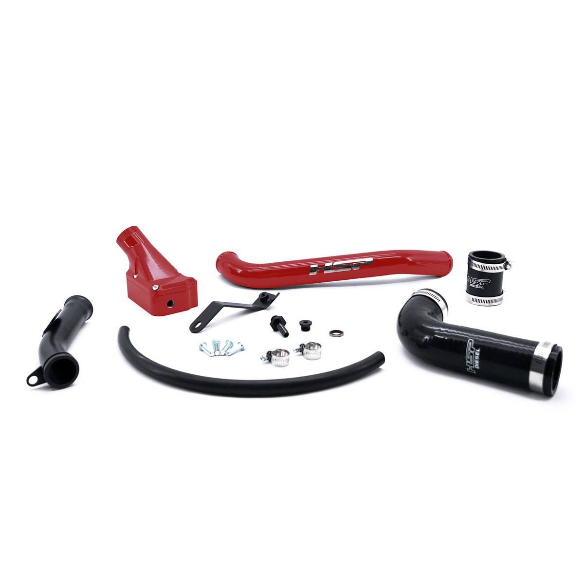 HSP 2006-2010 Chevrolet / GMC Billet Forward Facing Thermostat Housing Kit Flag Red