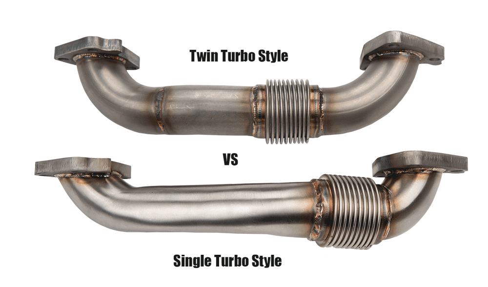 Wehrli 2001-2004 LB7 Duramax 2" Stainless Twin Turbo Style Pass Side Up Pipe for OEM or WCFab Manifold with Gaskets