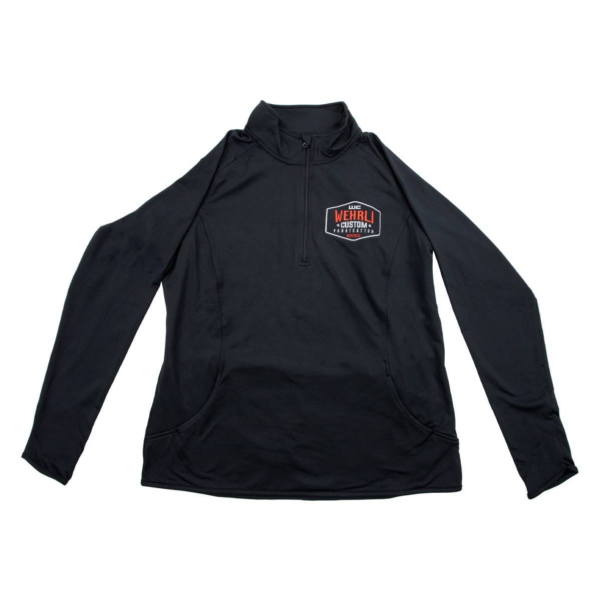 Wehrli Womens Quarter Zip Badge Logo Sport Pullover Shirt