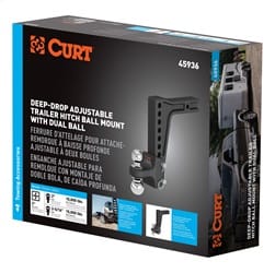 Deep-Drop Adjustable Trailer Hitch Ball Mount with Dual Ball; 2in. Shank; 15K