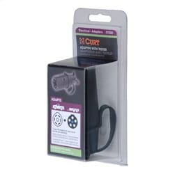 Adapter with Tester (7-Way RV Blade to 6-Round Trailer; Center Pin Auxiliary)
