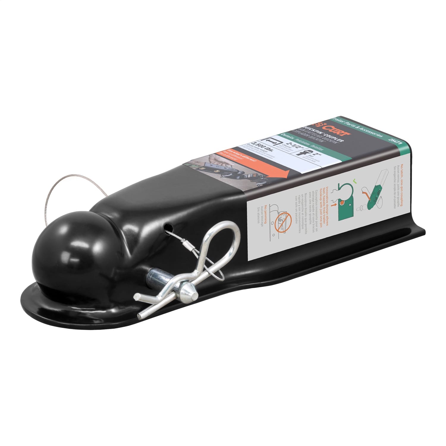 QuickPin No-Latch 2in. Trailer Coupler (2-1/2in. Channel; 3;500 lbs)