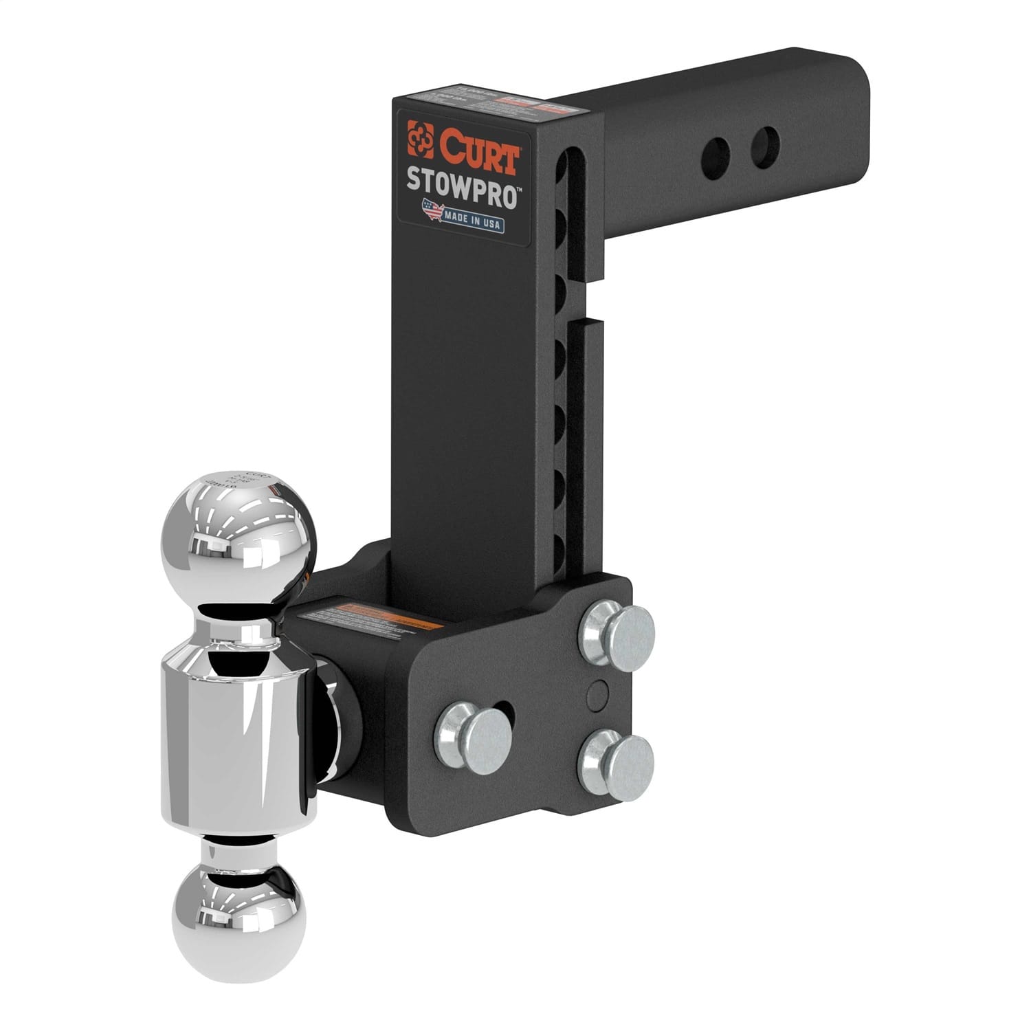 StowPro Adjustable USA-Made Ball Mount; 7in. Drop; 2in. Shank; Dual Ball