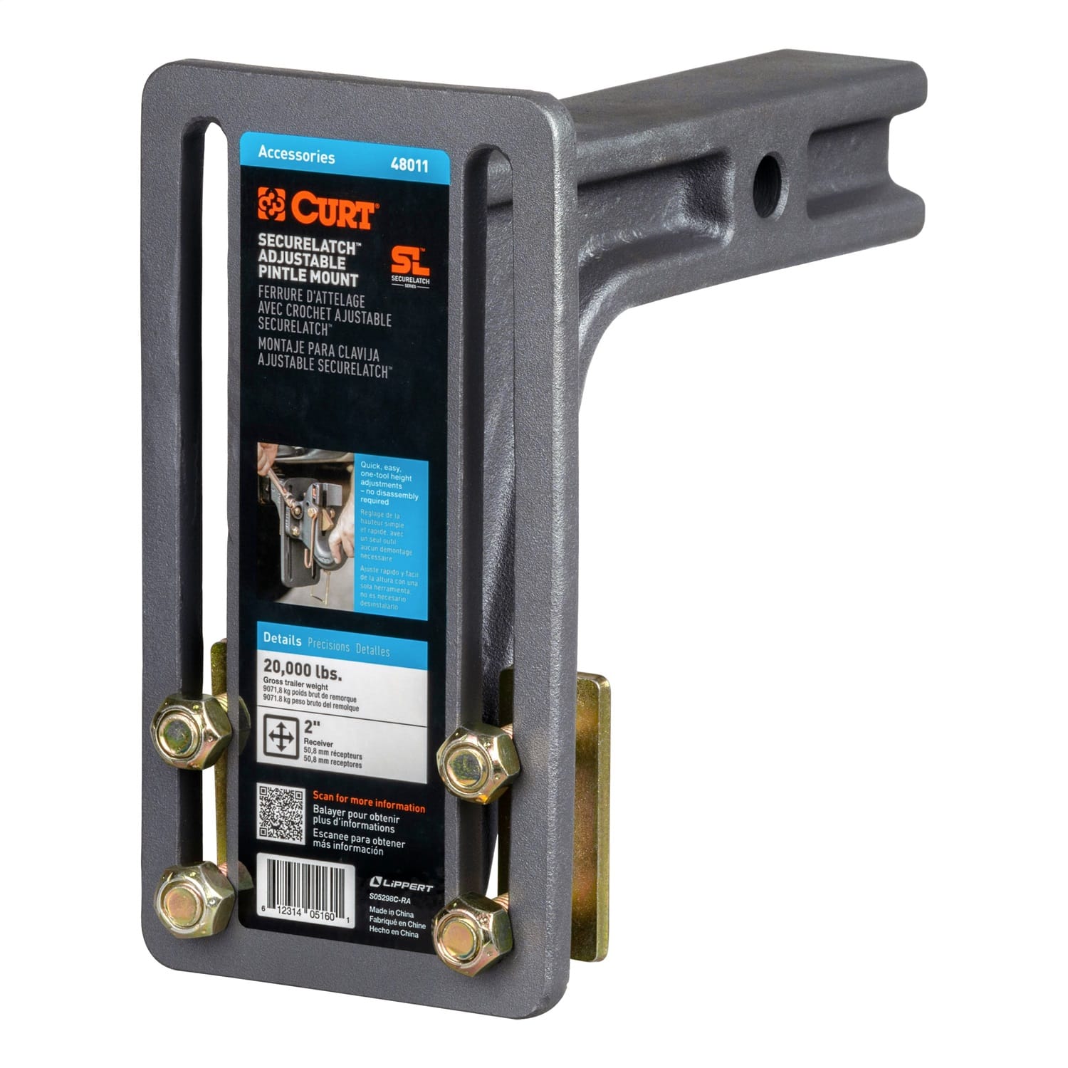 SecureLatch Adjustable Pintle Mount (2in. Shank; 20;000 lbs.)
