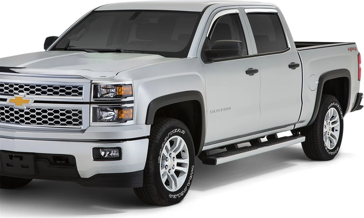 Chevrolet Silverado crew cab fitted with Stampede fender flares and running boards