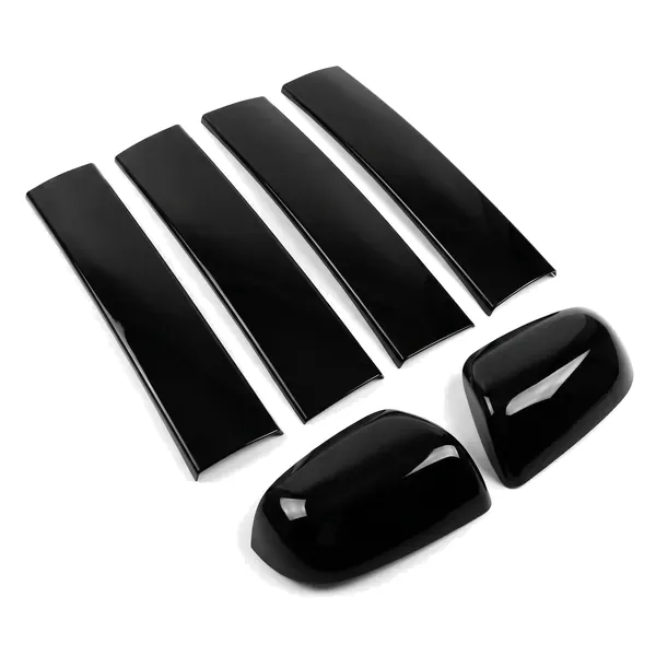 Gloss black pillar post trim covers and mirror covers