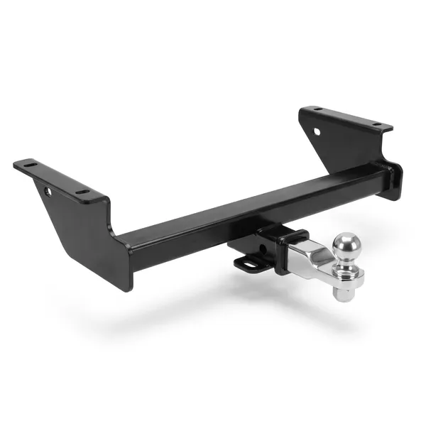 Black receiver hitch with a ball mount